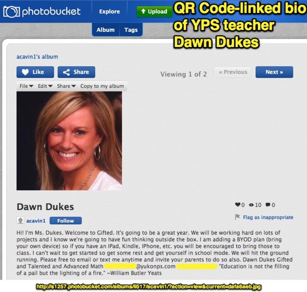 Eine Social-Media-Seite mit einem Profilbild einer Dame, ihrem Namen, einem beschreibenden Absatz und verschiedenen Icons und Schaltflächen sowie einem Link unten.