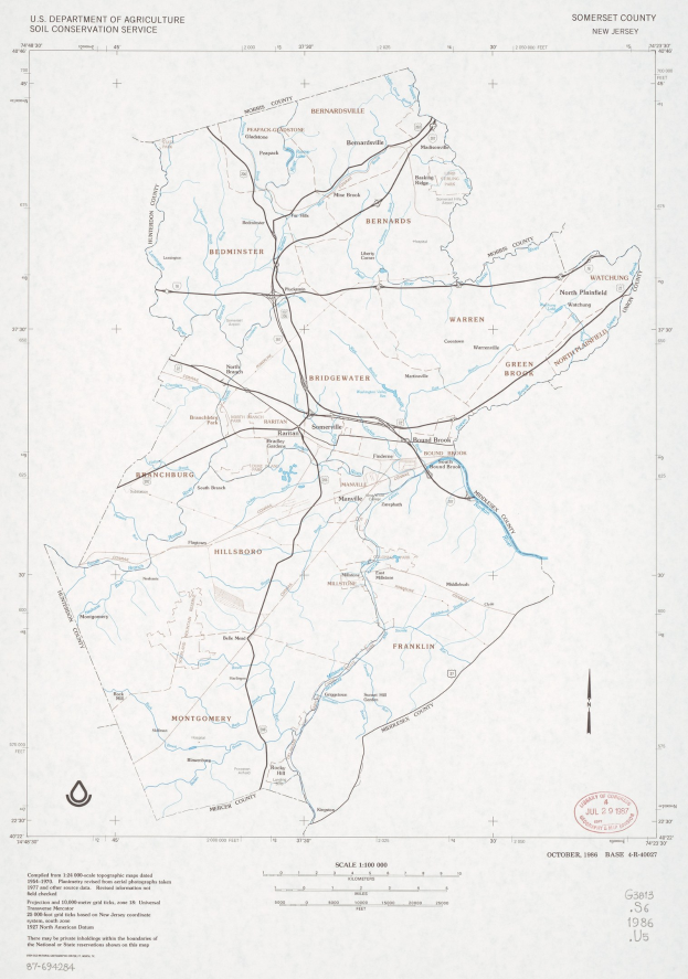 Detaillierte Karte von New Jersey mit markiertem vorgeschlagenen Standort, Straßen, Highways und Text, der Standortinformationen bereitstellt.