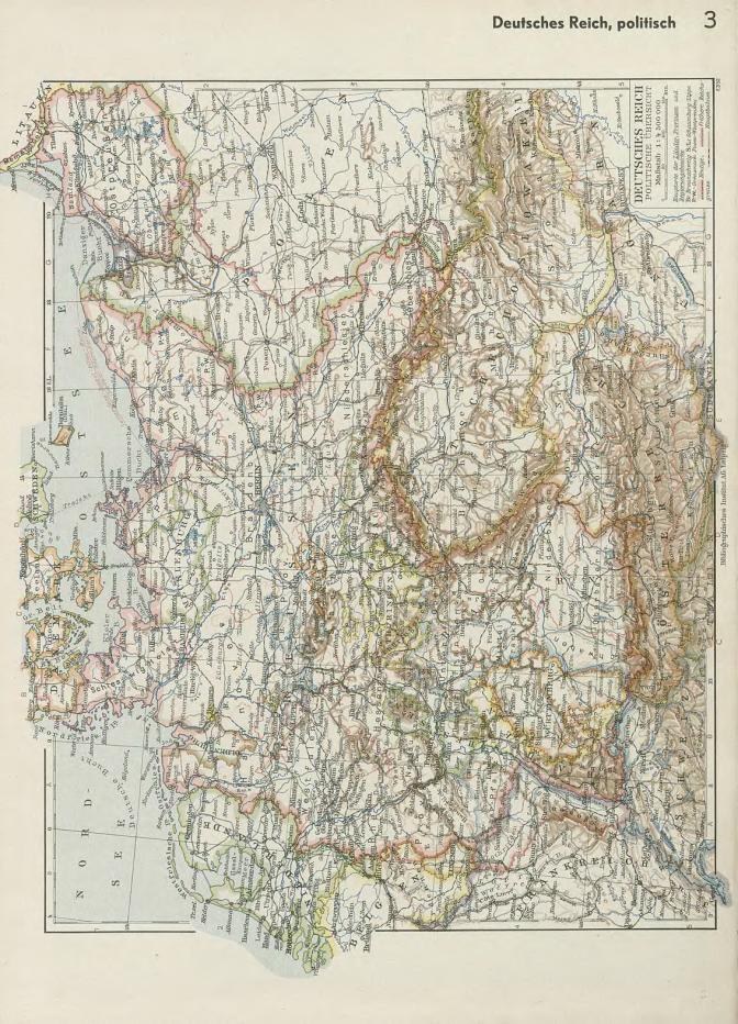 Alte 19. Jahrhundert-Karte von Deutschland, die politische Teilung zeigend, auf Papier gedruckt mit Text oben und unten.