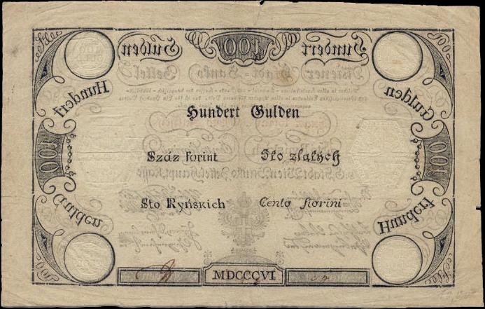 Deutsche 100-Pfennig-Banknote mit Porträt eines Mannes auf schwarzem Hintergrund