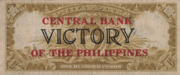 Alte Banknote der Zentralbank der Philippinen mit der Aufschrift "Sieg der Philippinen"