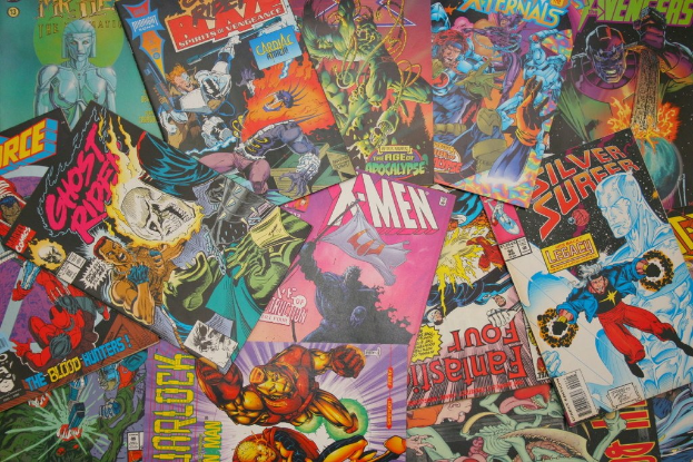 Eine Sammlung von Comic-Heften.