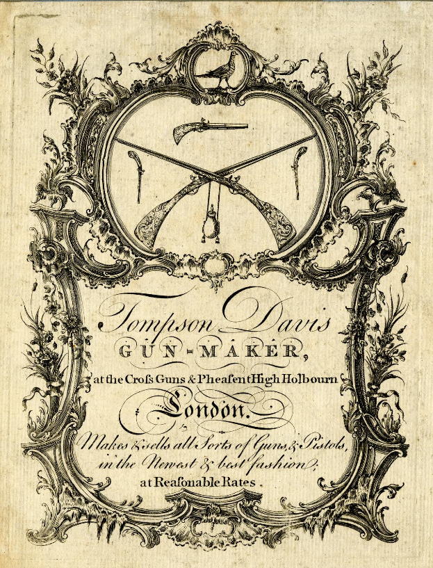 Altes Buch mit dem Titel "Tompson Davis Gun-Maker" mit einem Bild einer Waffe auf dem Cover.
