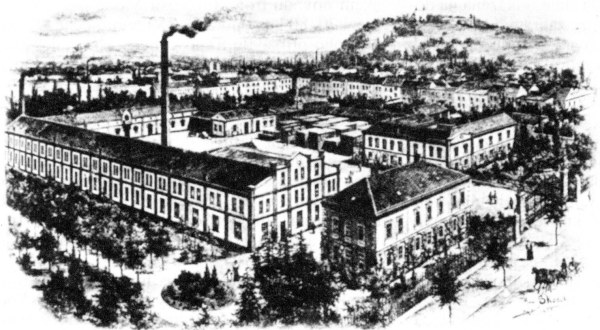 Schwarz-weiß-Zeichnung einer Stadtlandschaft mit Gebäuden, Bäumen, Pfählen und einem Hügel im Hintergrund, beschriftet mit "New York State Penitentiary" unten.