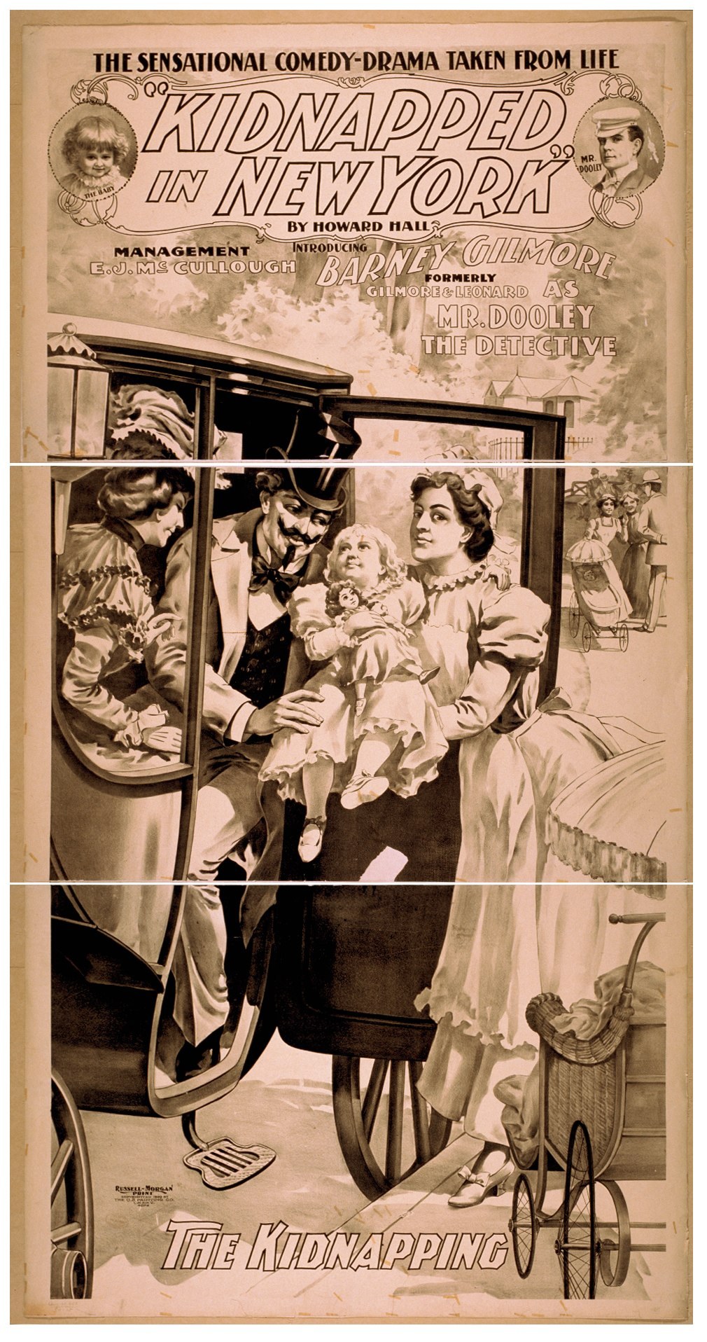 Plakat für den Film 'Entführt in New York', das eine Gruppe besorgter Menschen in einem Fahrzeug mit dem Titel über der Oberseite zeigt, vor einem ged├Ąmpften, traurigen Farbschema.