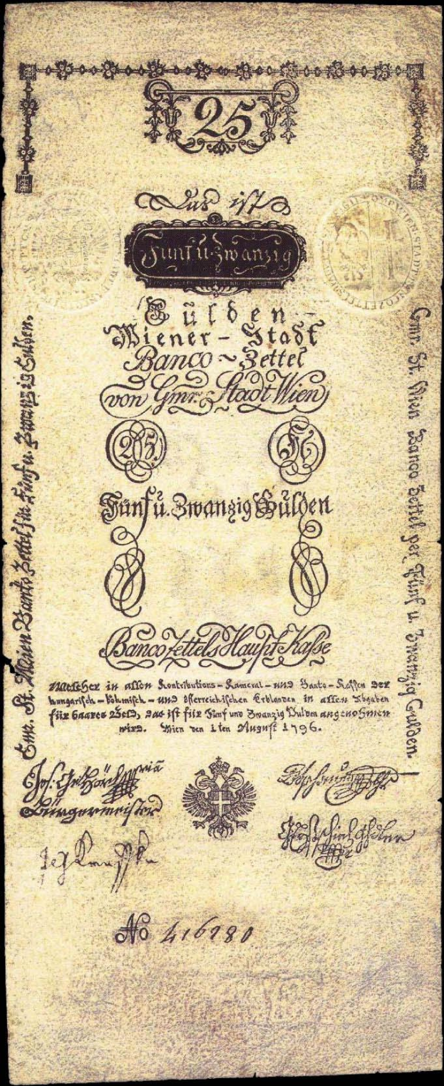 Ein altes deutsches Geldstück mit schwarzem Hintergrund, das ein Männerporträt und den Text "Schweiz 25 Pfennig" zeigt, mit einem Stempel auf der rechten Seite.