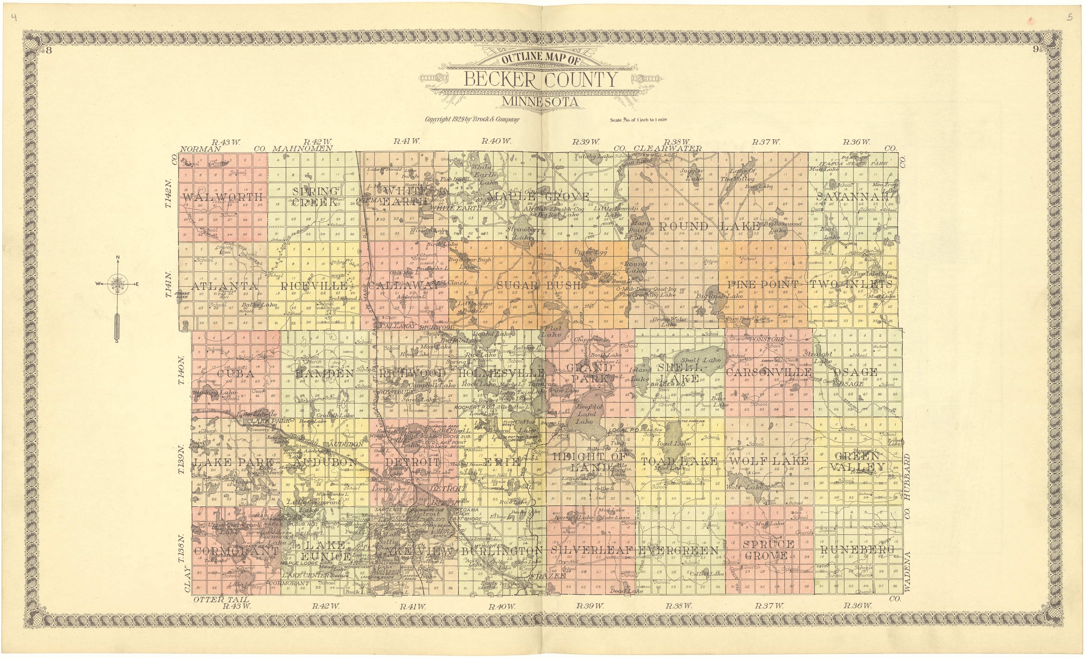 Detailiertes altes Minnesota-Karte mit Landkreisen und Städten, mit Text oben und unten auf dem Papier.